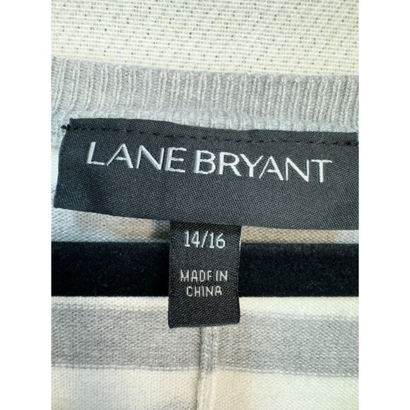 Lane Bryant Womens Striped Polka Dot Sweater 14/16 Gray & White Soft - Picture 2 of 13